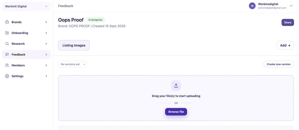 Drag and drop creative assets into the project