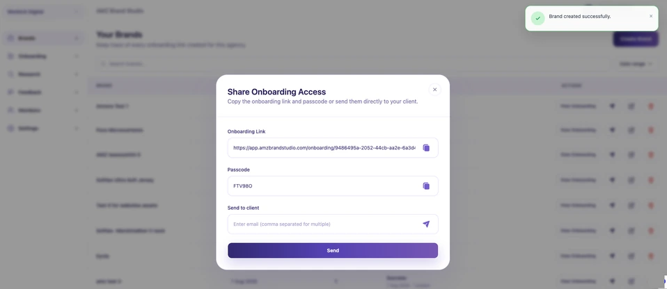 Share the link and passcode